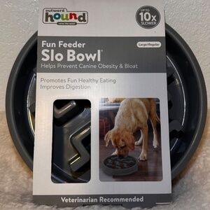 Fun Feeder Slo Bowl-Slow Feeder Large/Regular, Gray- Veterinarian Recommended